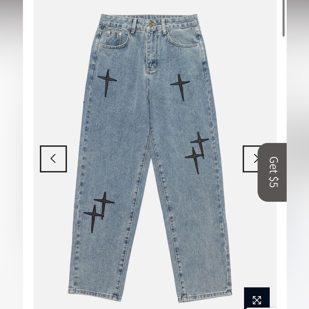 Aelfric Eden baggy jeans with leather cross detail